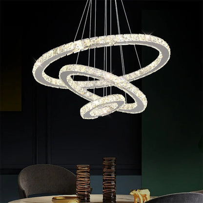 Hinwil | Ring Design Gold/Chrome Crystal Chandelier for Living Room, 39.4*31.5*23.6*15.8"By Miron Demid LLC