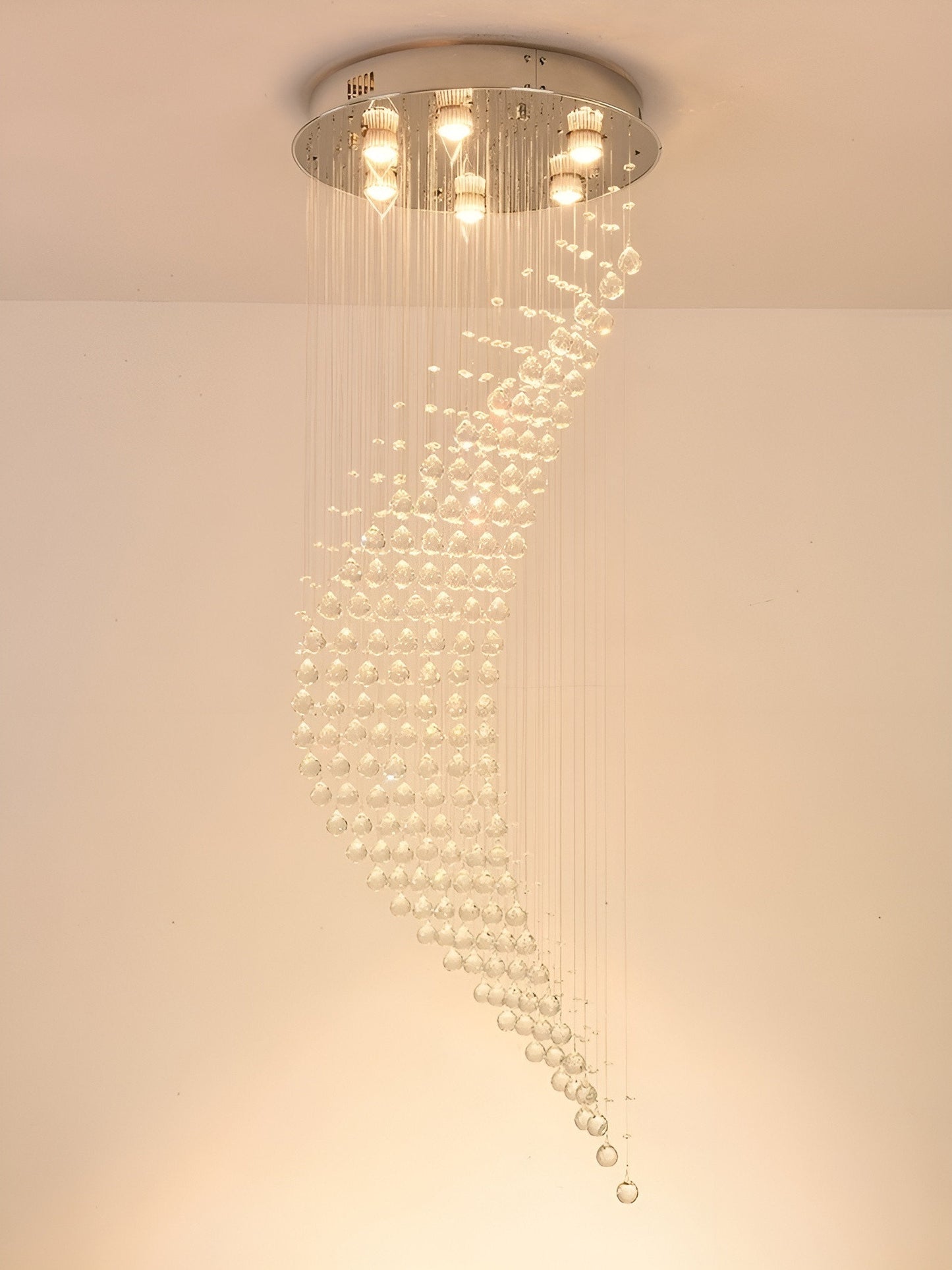 La Turbie | Duplex Spiral Moon Staircase Crystal Chandelier, 31.5"By Miron Demid LLC