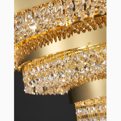 Castelbianco | Unique Gold LED Chandelier With Crystals, 31.5''By Miron Demid LLC