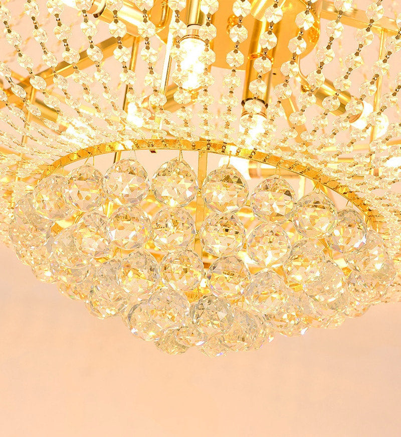 Peille | Three-tier Luxury Hanging Gold Crystal Chandelier, 39.4''By Miron Demid LLC