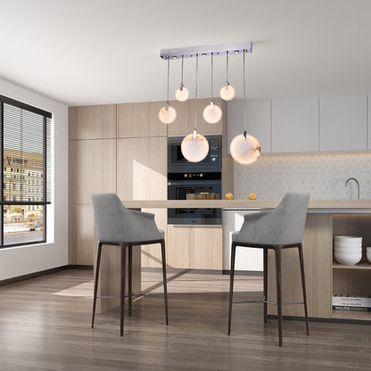 Modern Spanish Marble Linear Chandelier, ChromeBy Design Living
