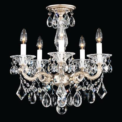 Schonbek 5345-48S 5 Light Crystal Chandelier, Antique SilverBy Schonbek