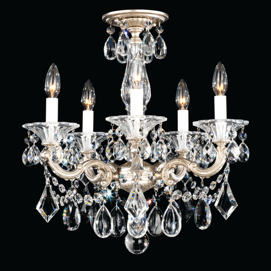 Schonbek 5345-48S 5 Light Crystal Chandelier, Antique SilverBy Schonbek