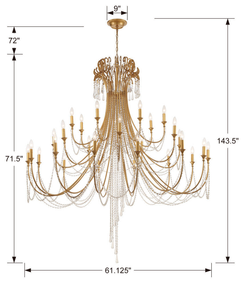 Crystorama Arcadia 28-Light Chandelier Antique GoldBy Crystorama Lighting