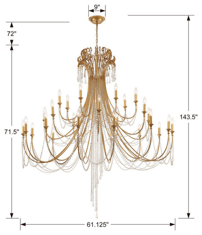 Crystorama Arcadia 28-Light Chandelier Antique GoldBy Crystorama Lighting