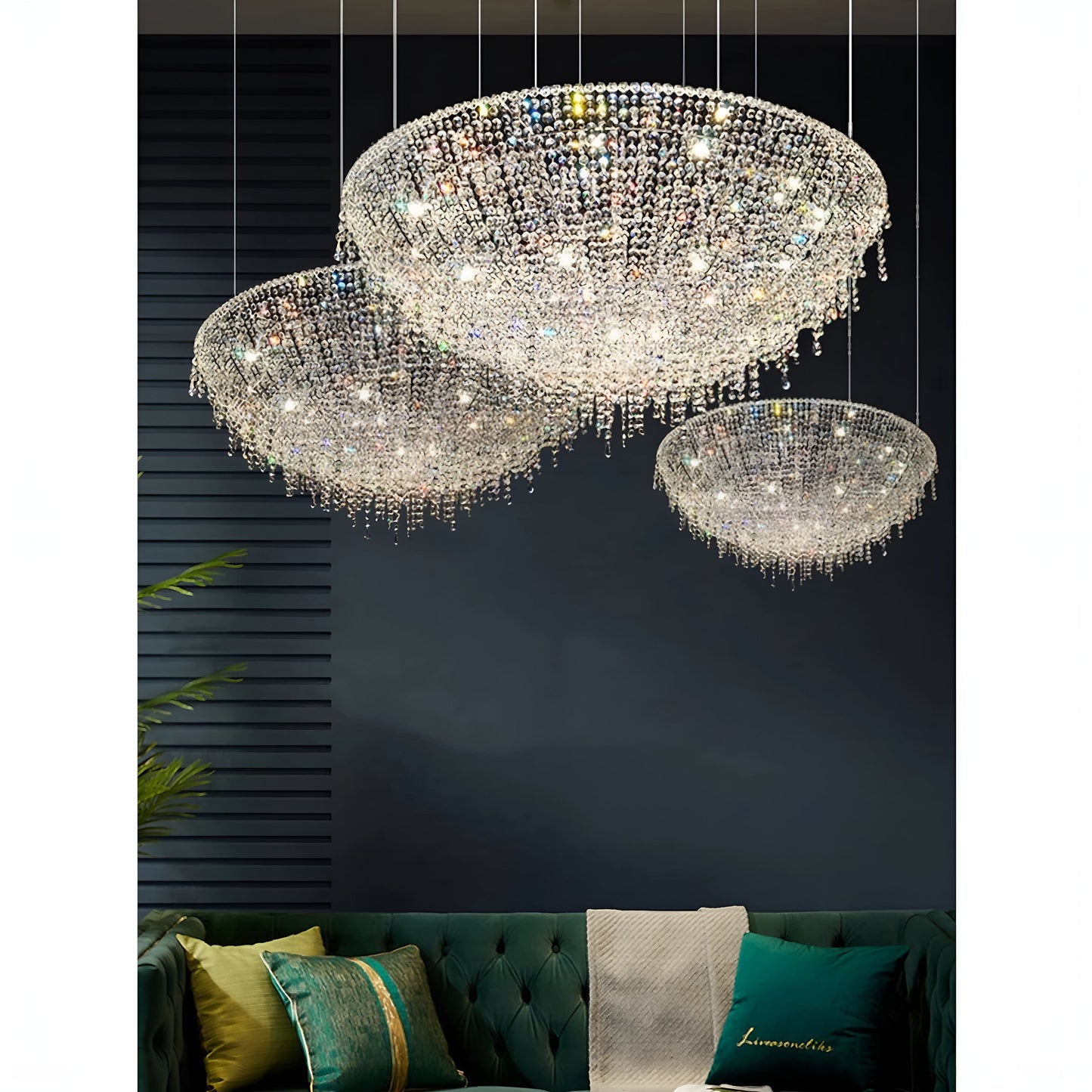 Bendejun | Luxury Brilliant Drops Crystal Chandelier, Dia31.5xh13.8", Cool LightBy Miron Demid LLC