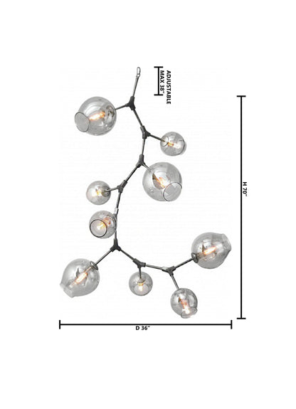9-Light Satin Nickel Chandelier With Clear Glass ShadesBy Design Living