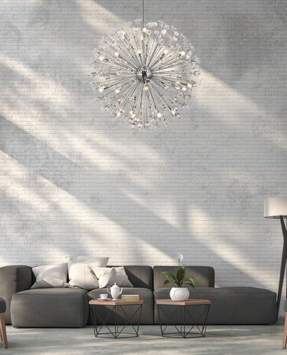 Victor 50" Crystal Starburst Round Pendant, ChromeBy Home Living