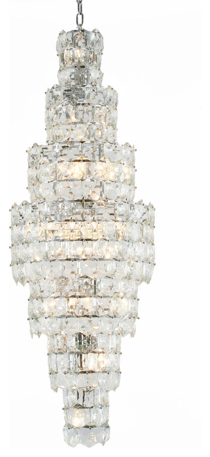 7 Tier Chrome Frame Chandelier With Clear Hanging CrystalsBy Design Living