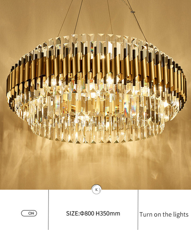 Innichen | Luxury Crystal LED Chandelier of Stainless Steel for Living Room, Dia31.4xh13.7", Warm LightBy Miron Demid LLC