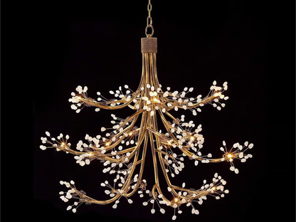 John Richard 16-Light Leah Chandelier with Antique Gold Finish and Crystal Buds