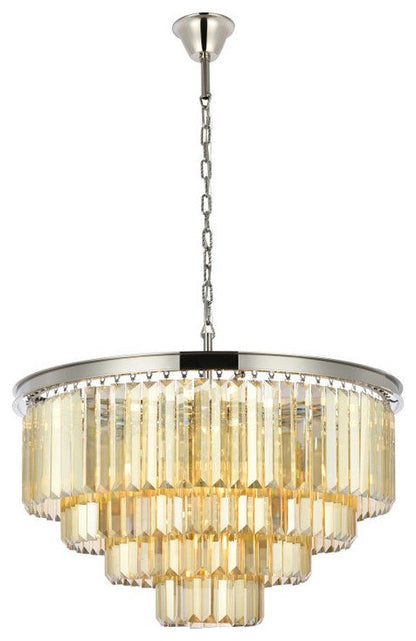 Elegant 1231D32PN-GT/RC Sydney 17-Light Polished Nickel Chandelier Golden TeakBy Elegant Furniture & Lighting