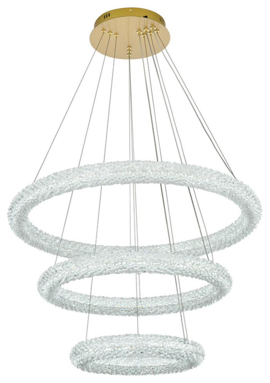 Bowen 3 Light Chandelier, Satin GoldBy Elegant Furniture & Lighting