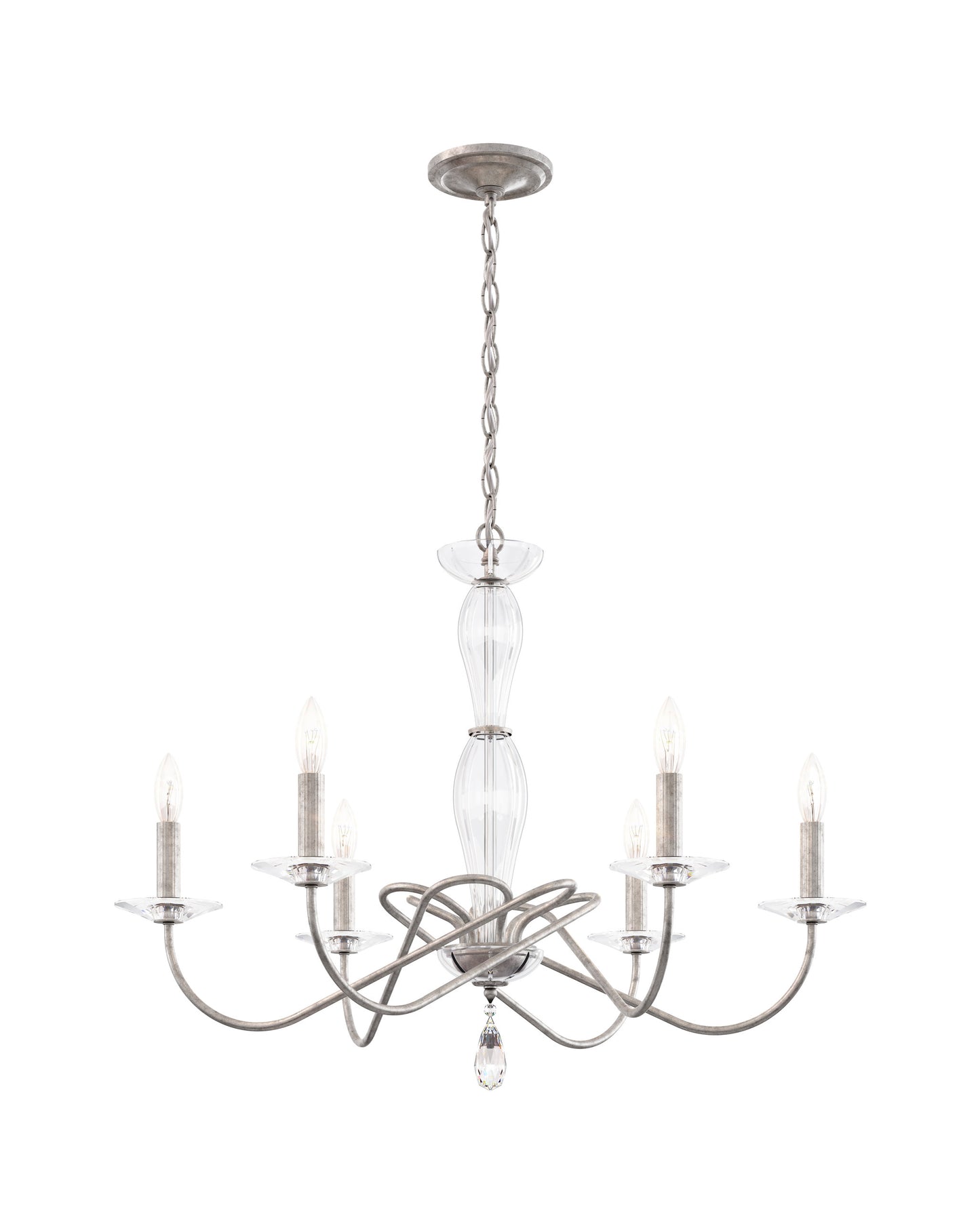 Schonbek Vx1006N-48H 6 Light Crystal Chandelier, Antique SilverBy Schonbek