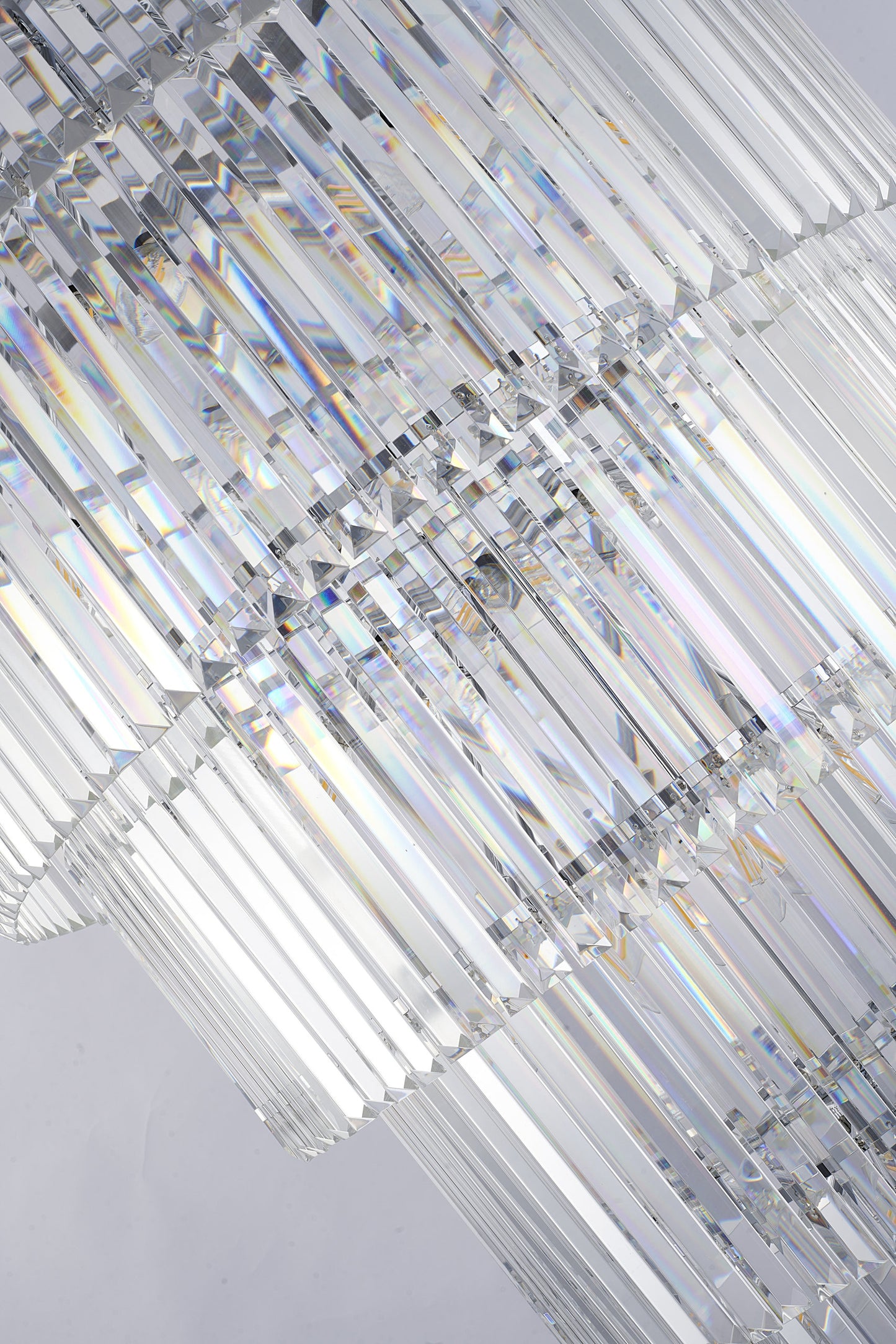 36" 34-Light Brass Metal 7-Tier Chandelier With Clear Crystals, Chrome, D36'' H72''By Design Living