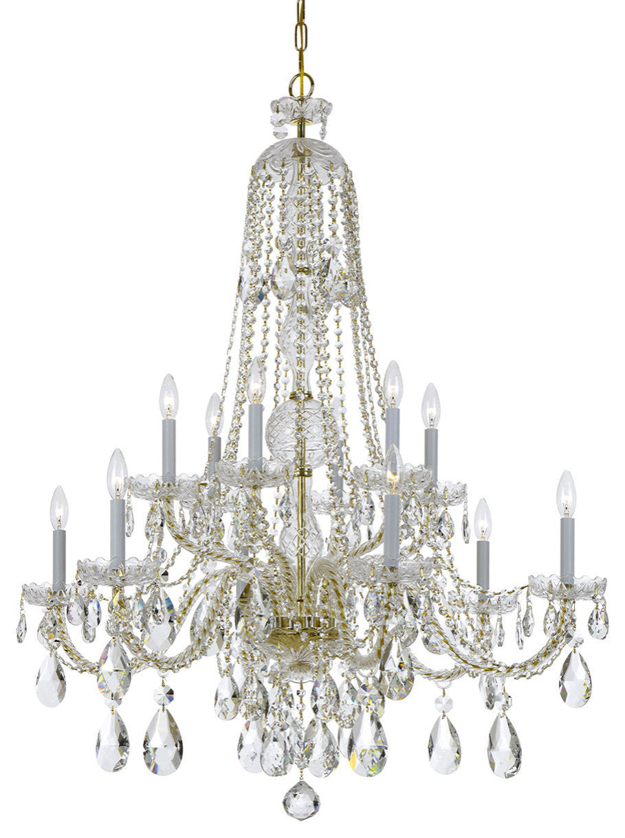 Traditional Crystal 12 Light Chandelier, Polished Brass (PB), Clear Hand CutBy Crystorama Lighting