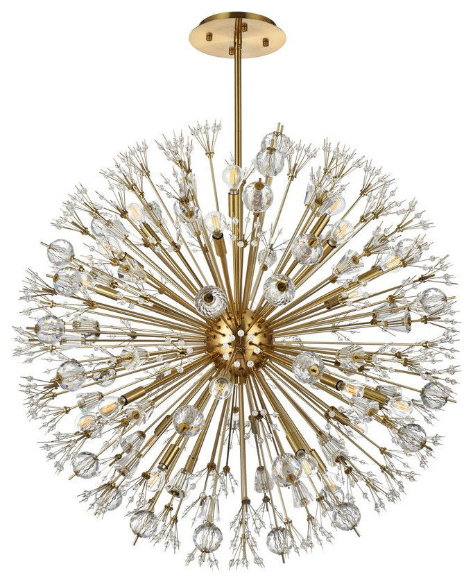 Elegant Lighting 2500D38SG Vera 38 inch crystal starburst round pendant in goldBy Elegant Furniture & Lighting