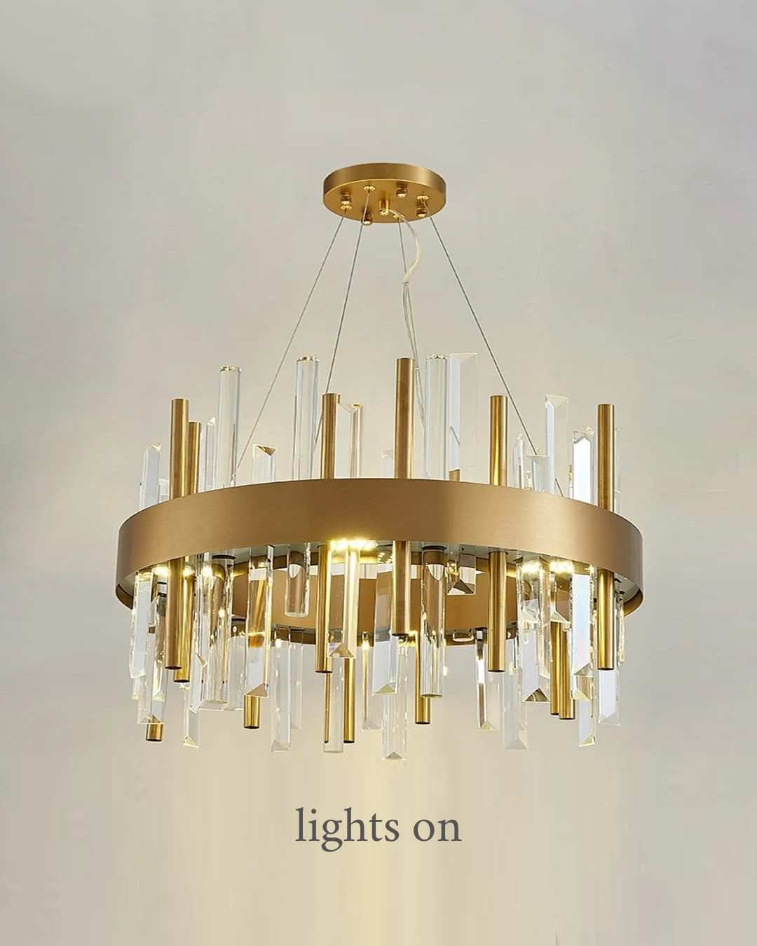 Royal Hanging Gold/Titanium/Copper Round Crystal Chandelier for Dining Room, Gold, 31.5'', Warm LightBy Miron Demid LLC