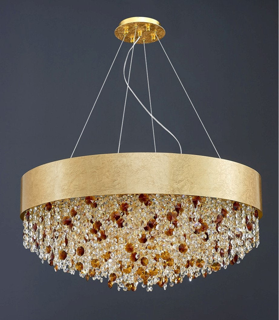 Zeme | Creative Luxury Round Gold Colored Crystal Chandelier, Dia31.5"By Miron Demid LLC