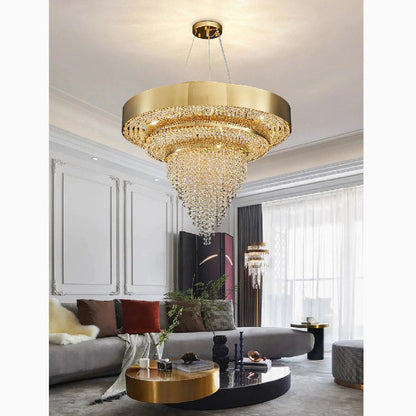 Castelbianco | Unique Gold LED Chandelier With Crystals, 31.5''By Miron Demid LLC