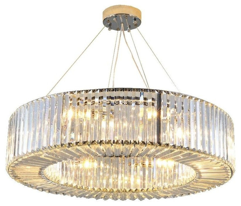 Crystal Drum Chandelier By Morsale, Diameter 32"By MORSALE