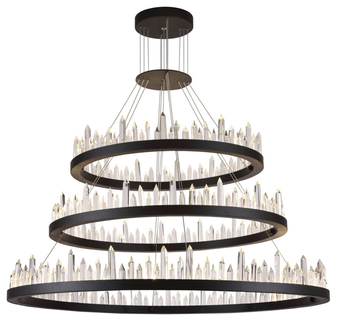 Elegant Lighting 1705G3L Malta 3 Light 42"W LED Crystal Ring - Satin Dark GreyBy Elegant Furniture & Lighting