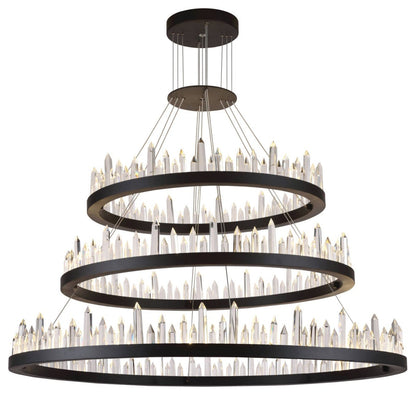 Elegant Lighting 1705G3L Malta 3 Light 42"W LED Crystal Ring - Satin Dark GreyBy Elegant Furniture & Lighting