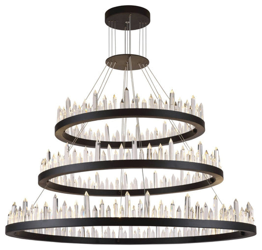 Elegant Lighting 1705G3L Malta 3 Light 42"W LED Crystal Ring - Satin Dark GreyBy Elegant Furniture & Lighting