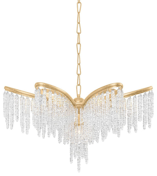 Pandora Seven Light Chandelier, Gold LeafBy Corbett Lighting