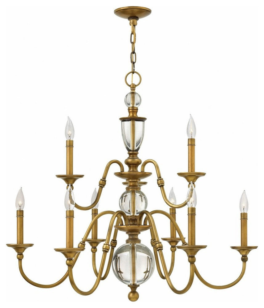 Traditional Nine Light Chandelier-Heritage Brass Finish - ChandelierBy Bailey Street Home