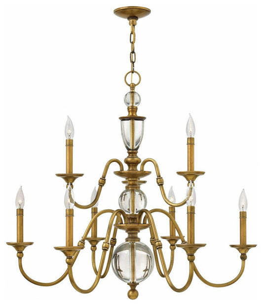 Traditional Nine Light Chandelier-Heritage Brass Finish - ChandelierBy Bailey Street Home