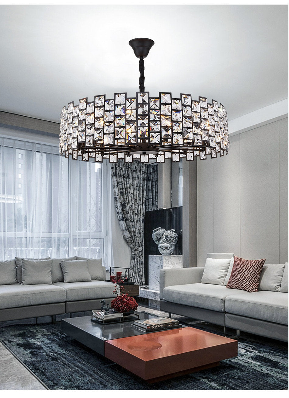 Black crystal lamp for modern living room, bedroom, kitchen., 31.5''By Miron Demid LLC