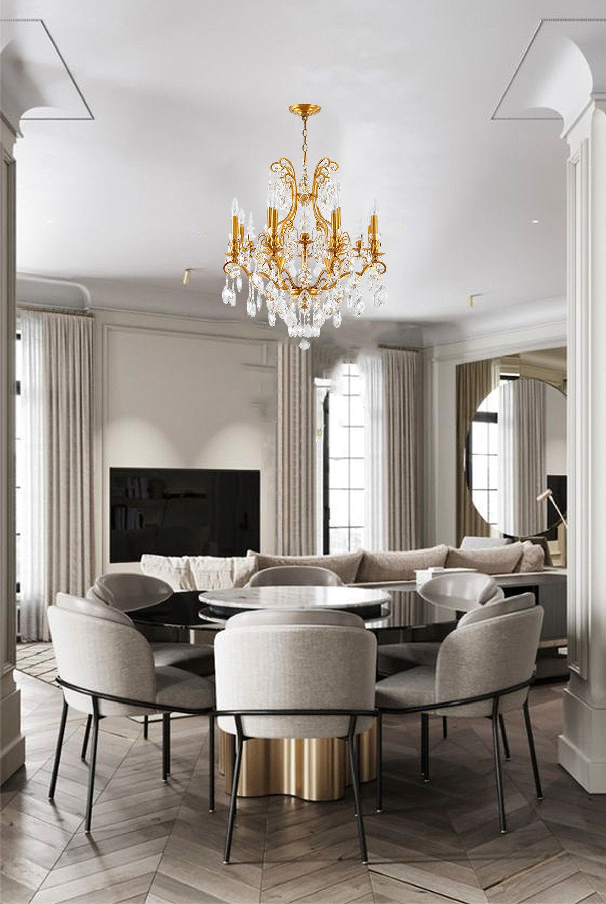 Antique Brass Crystal ChandelierBy Design Living