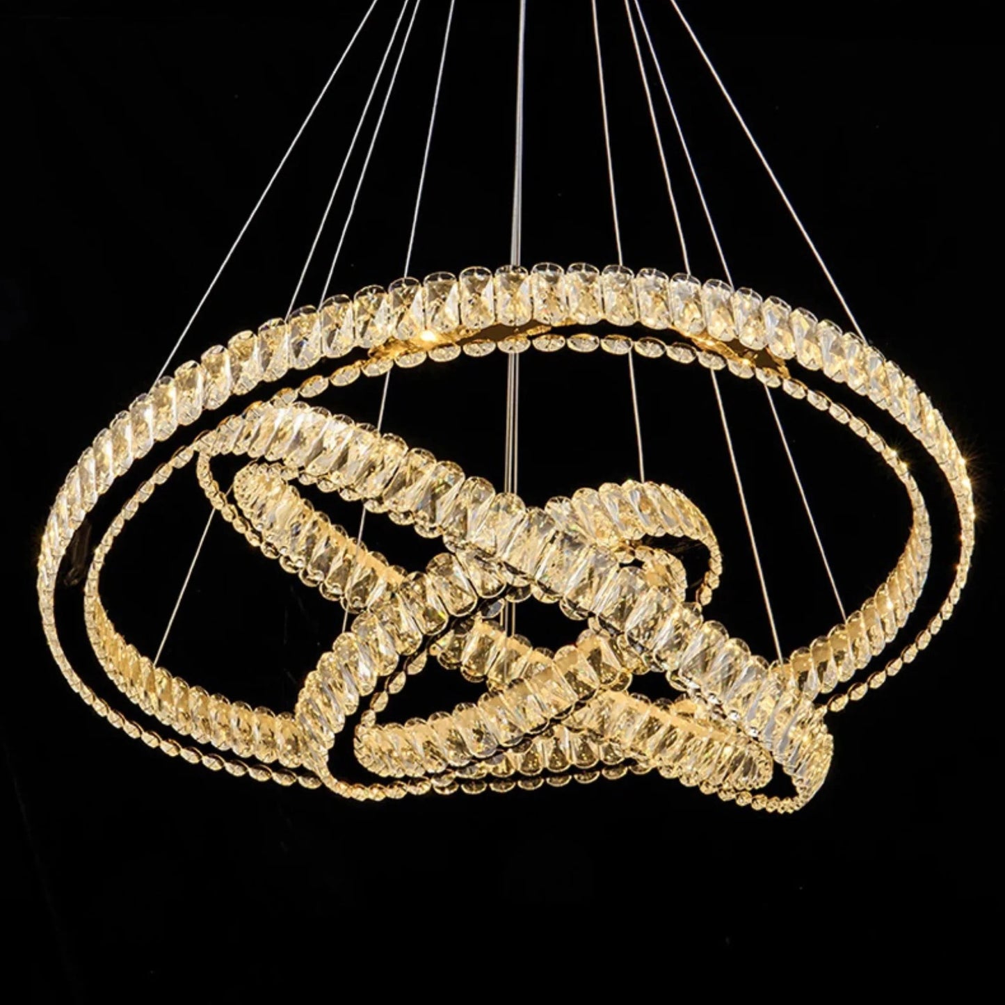 Hinwil | Ring Design Gold/Chrome Crystal Chandelier for Living Room, 39.4*31.5*23.6*15.8"By Miron Demid LLC
