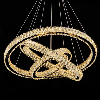 Hinwil | Ring Design Gold/Chrome Crystal Chandelier for Living Room, 39.4*31.5*23.6*15.8"By Miron Demid LLC