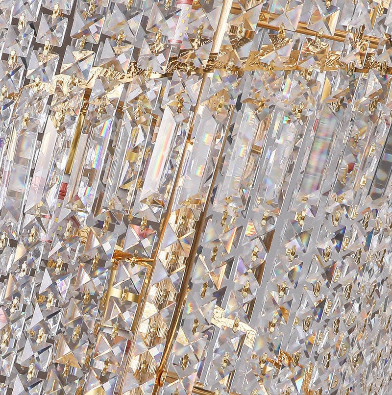 Crystal and Gold Luxury Cascading Staircase Chandelier, 27.6''By Miron Demid LLC