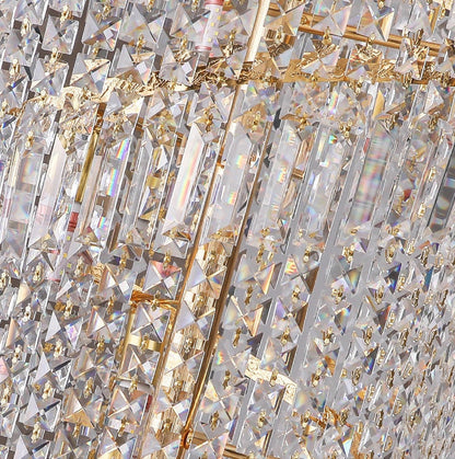 Crystal and Gold Luxury Cascading Staircase Chandelier, 27.6''By Miron Demid LLC