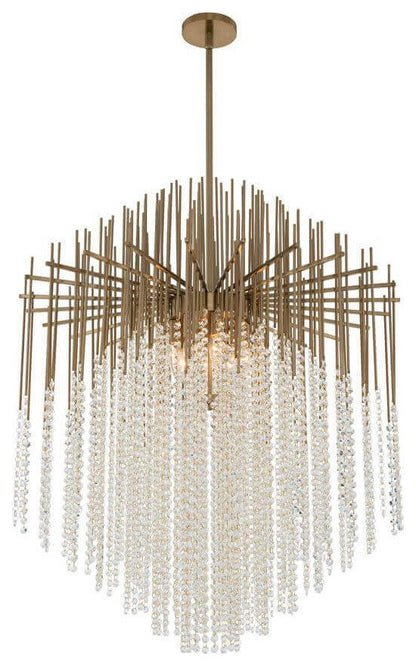 Allegri Estrella 8 Light 32" Pendant, Brushed Champagne GoldBy Allegri Crystal by Kalco Lighting