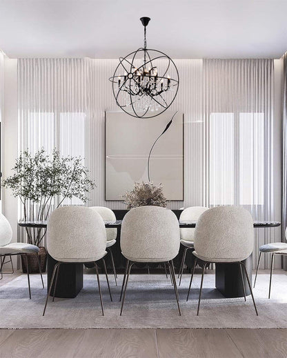 Black Cage Chandelier with Crystal Accents, Rustic BronzeBy Design Living