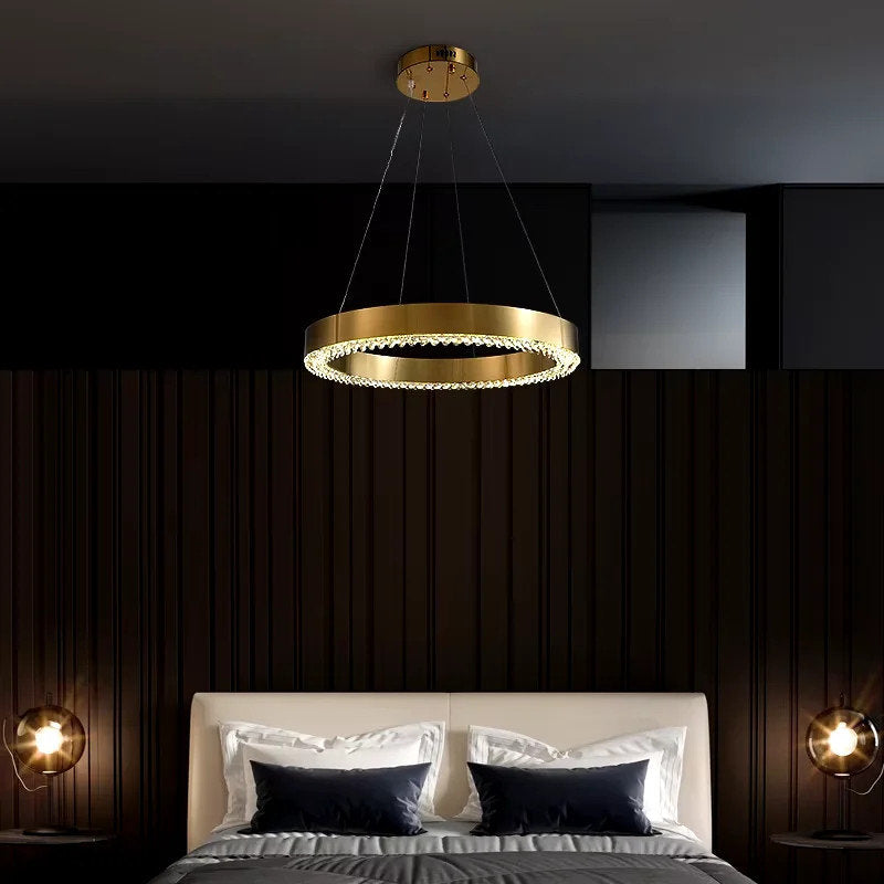 Morges | Gold Crystal Round Chandelier, 31.5*23.6"By Miron Demid LLC