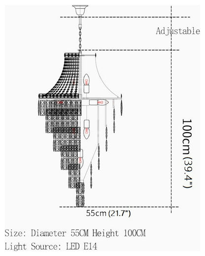 La Croix-sur-Roudoule | Duplex Spiral Crystal Stairway Chandelier, Dia21.7"By Miron Demid LLC