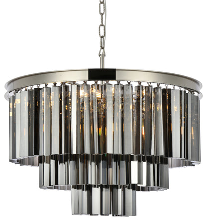 Elegant Lighting 1201D26-SS/RC Sydney 9 Light 26"W Crystal - Polished NickelBy Elegant Furniture & Lighting
