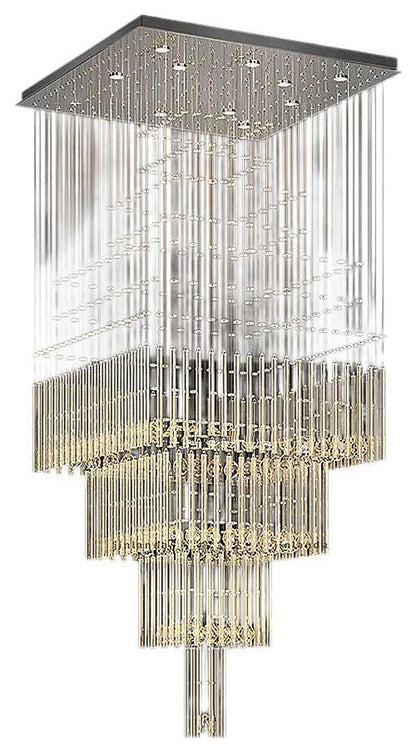 Tourrette-Levens | Modern Crystal LED Ceiling Chandelier with Square Base, 13 Lights, Warm LightBy Miron Demid LLC