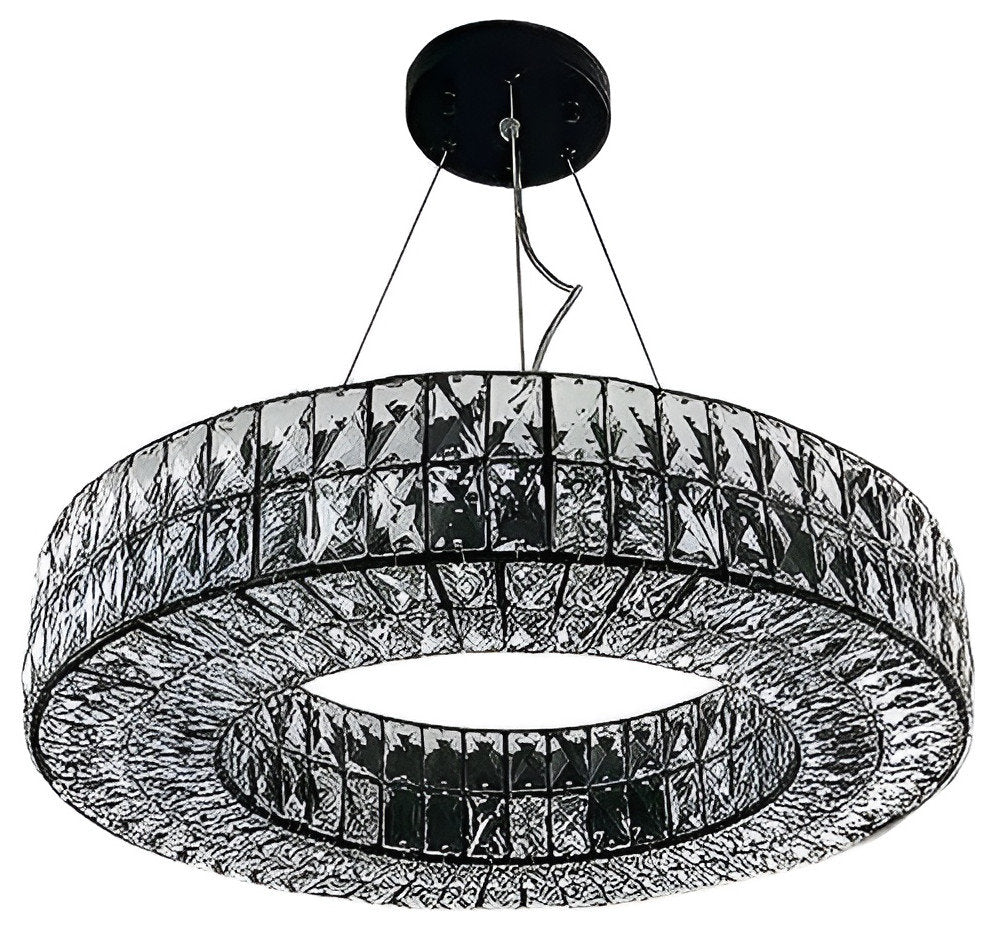 Inzago | Luxury Hanging Black Crystal Chandelier For Living Room, Dining Room, Dia39.4xh4.7", Warm Light, Non-DimmableBy Miron Demid LLC
