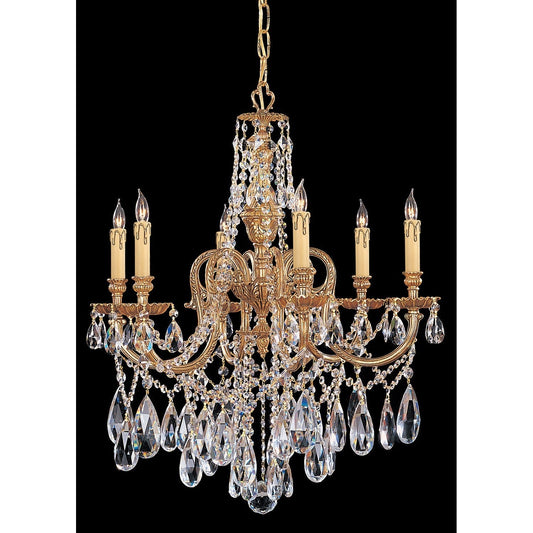 Brass Six-Light Chandelier with Swarovski Strass Crystal
