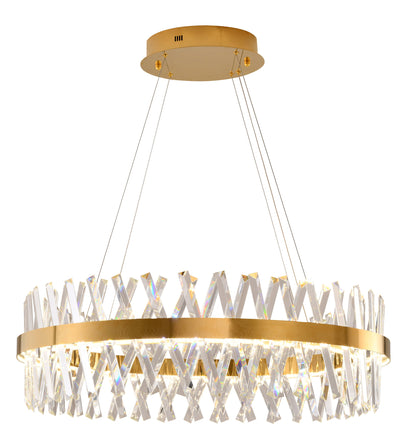32" Dimmable Gold LED Chandelier With Clear CrystalsBy Design Living