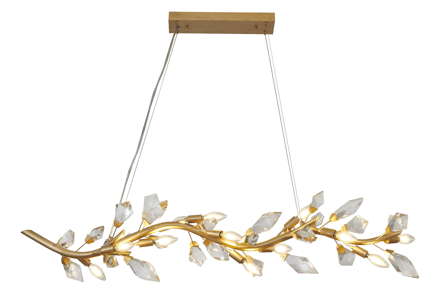 12-Light Gold Branch Chandelier With Clear Crystal PetalsBy Design Living