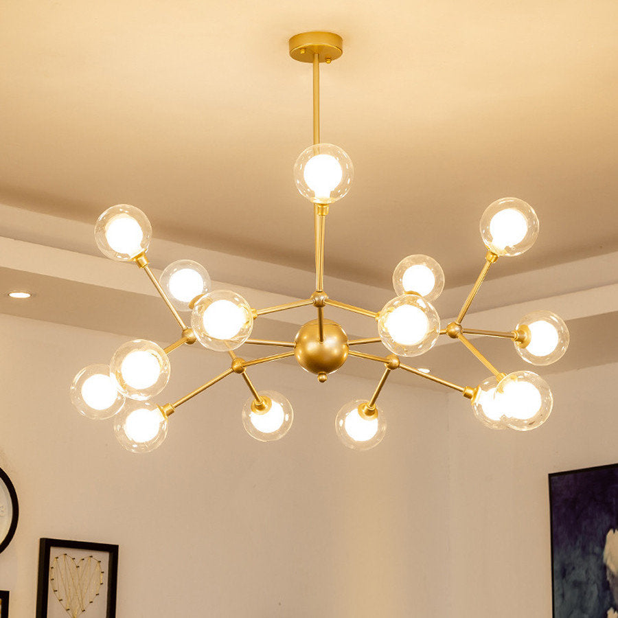 Cabiate | Glass Globe Shaped Chandelier for Bedroom, 15 Lights, Warm LightBy Miron Demid LLC