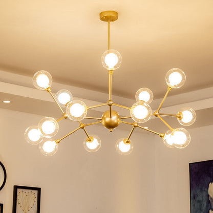 Cabiate | Glass Globe Shaped Chandelier for Bedroom, 15 Lights, Warm LightBy Miron Demid LLC