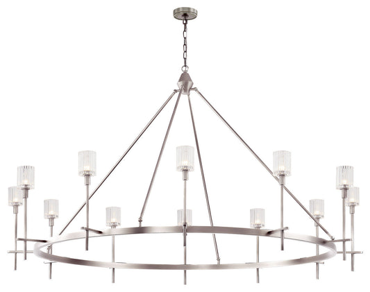 Salita Chandelier, Polished Nickel/Ribbed Crystal, 70.25"Dx42.75"HBy Kuzco Lighting LLC
